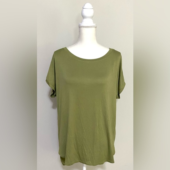 Ginger G Tops - Ginger G Womens M Solid Olive Green Short Sleeve Top Comfy Classic Boho-chic